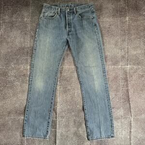 Men's Vintage Y2K Levi's 501 Button Fly Straight Fit Denim Blue Jeans Sz 32 X 32